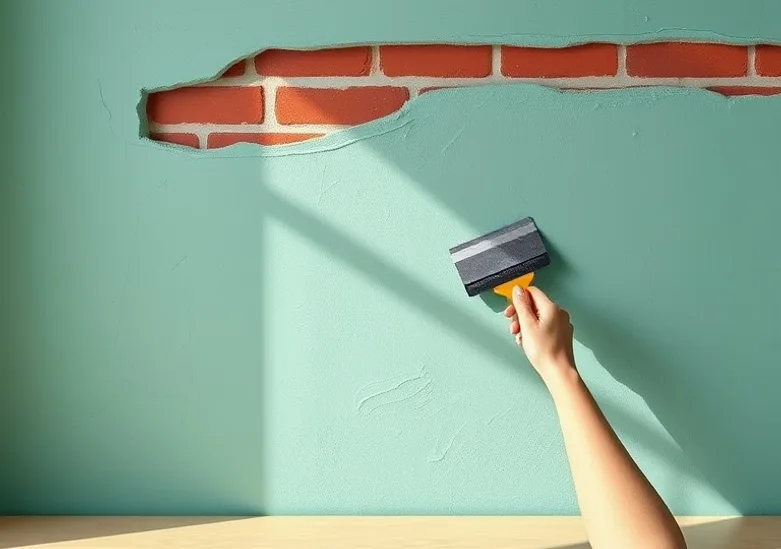 Application d'un enduit décoratif à la lisseuse sur un mur