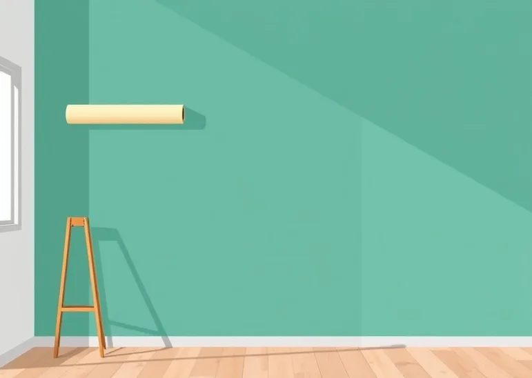Pose de papier peint, rouleau et brosse à maroufler